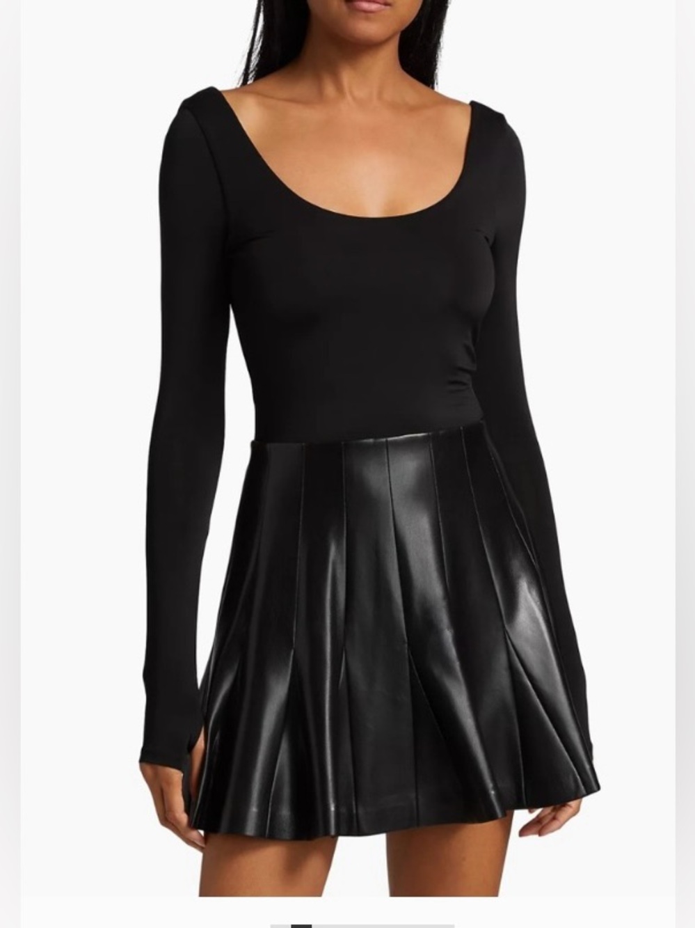 Alice + Olivia Classics Sz 6 Chara Vegan Leather Long Sleeve Mini Dress